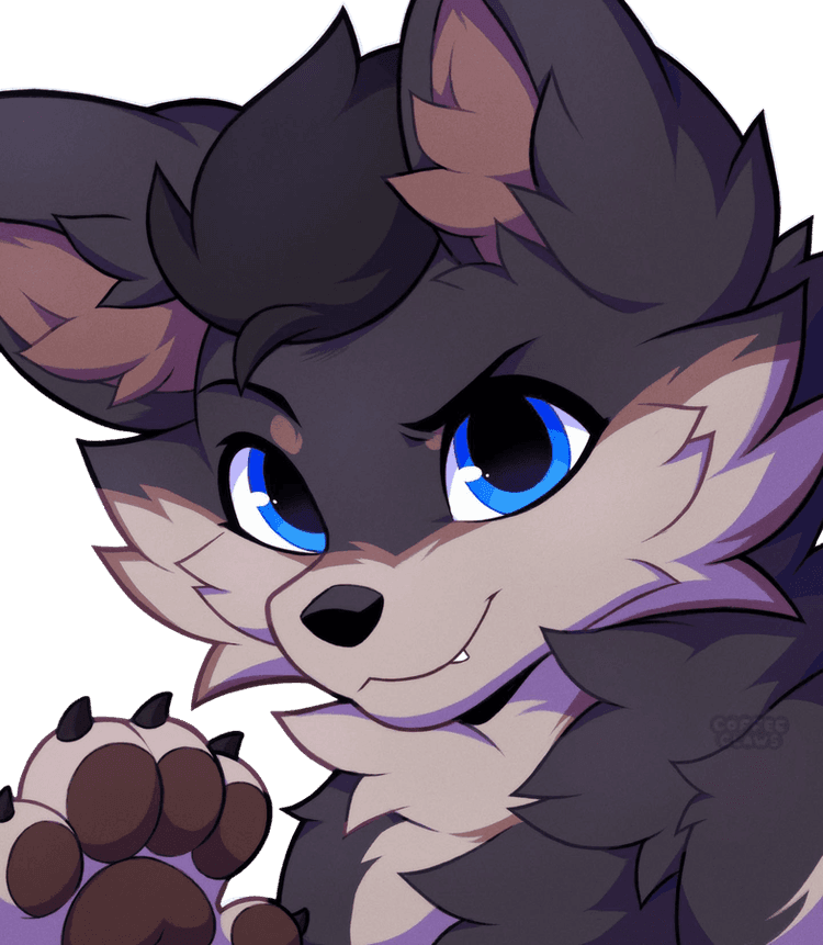 Fursuit character — grey wolf waving hello
