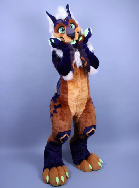 Embercrest — Horned Desert Lynx full suit, front view